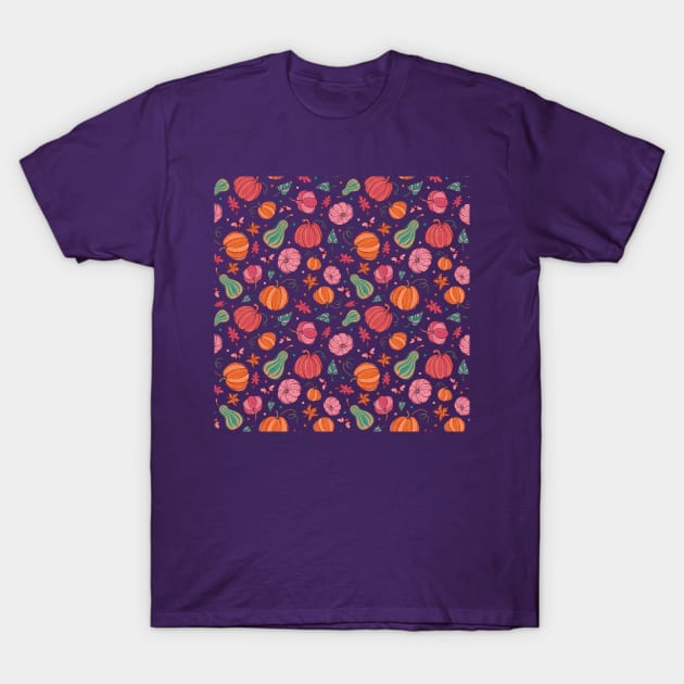 Pink Pumpkin Pattern T-Shirt by Alexandra Franzese